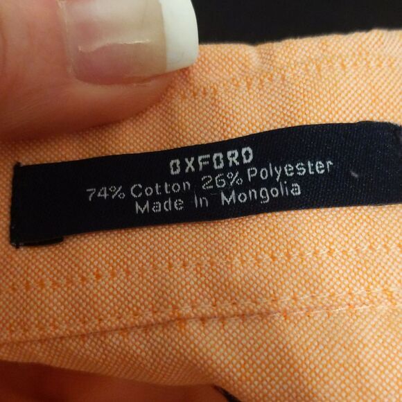 Chaps wrinkle free Oxford button down dress shirt, peach/coral, 74% cotton, L - Picture 7 of 7